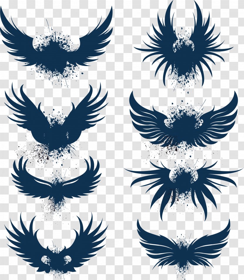 Bird Wing Eagle Logo - Silhouette - Blue Wings Transparent PNG