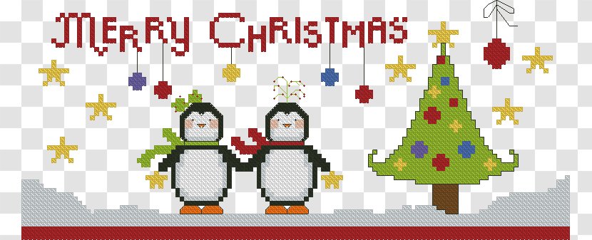 Christmas Tree Penguin Ornament - Animated Cartoon - Sross Stitch Loop Transparent PNG