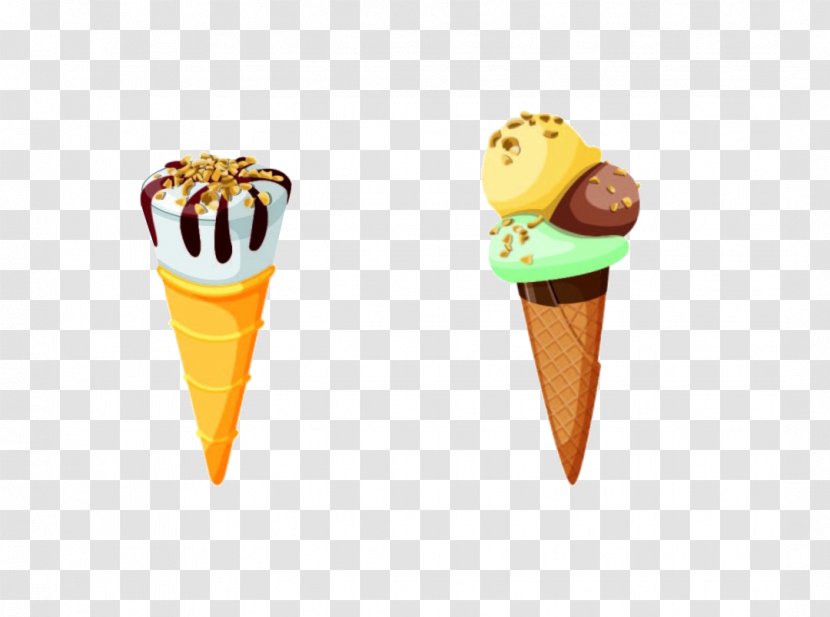 Ice Cream Cone Sundae - Drawing - Delicious Cones Transparent PNG