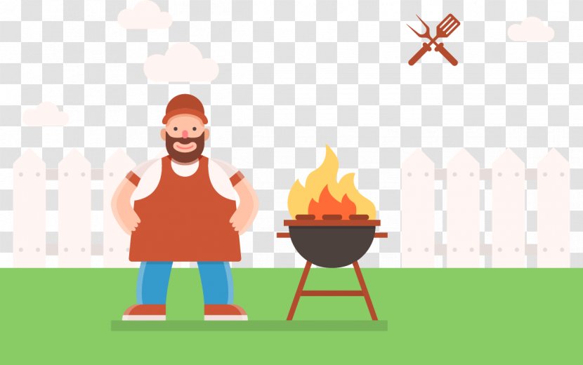 Barbecue Asado Euclidean Vector Download - Happiness - Grill Master Cartoon Foreign Transparent PNG
