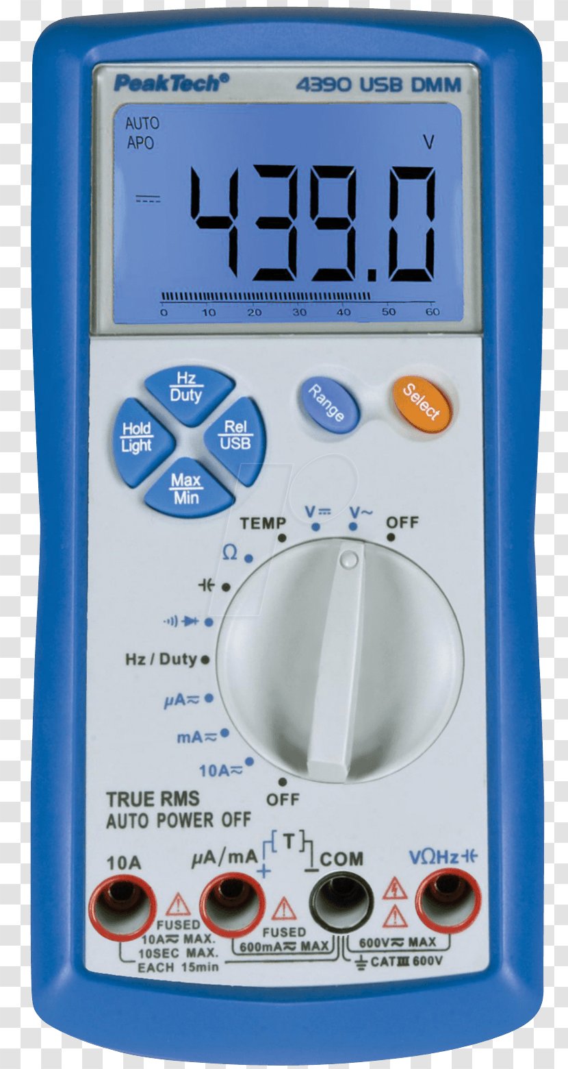 Digital Multimeter True RMS Converter Electronics Display Device - Data - USB Transparent PNG