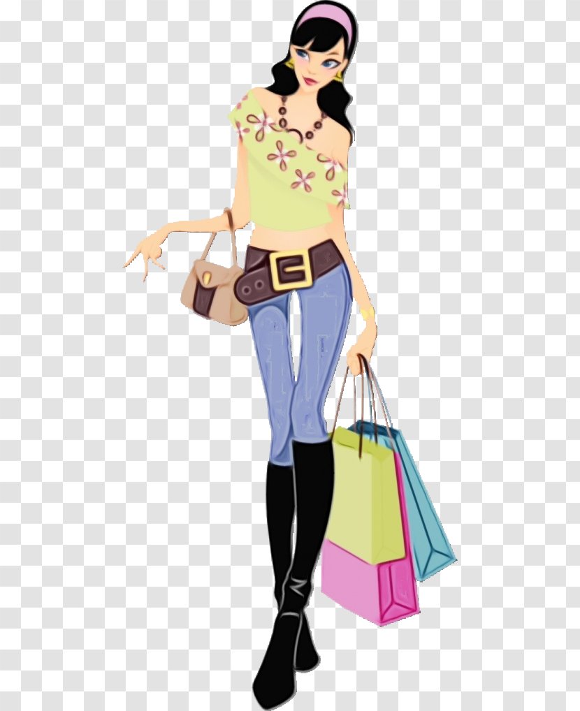 Fashion Illustration Cartoon Standing Handbag Design - Paint - Accessory Costume Transparent PNG