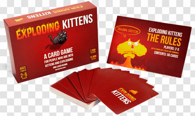Exploding Kittens Fluxx Card Game Playing Board - Brand - Kitten Transparent PNG
