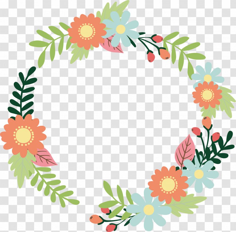 Floral Design Flower Garland Download - Wreath - Romantic Color Cane Title Box Transparent PNG