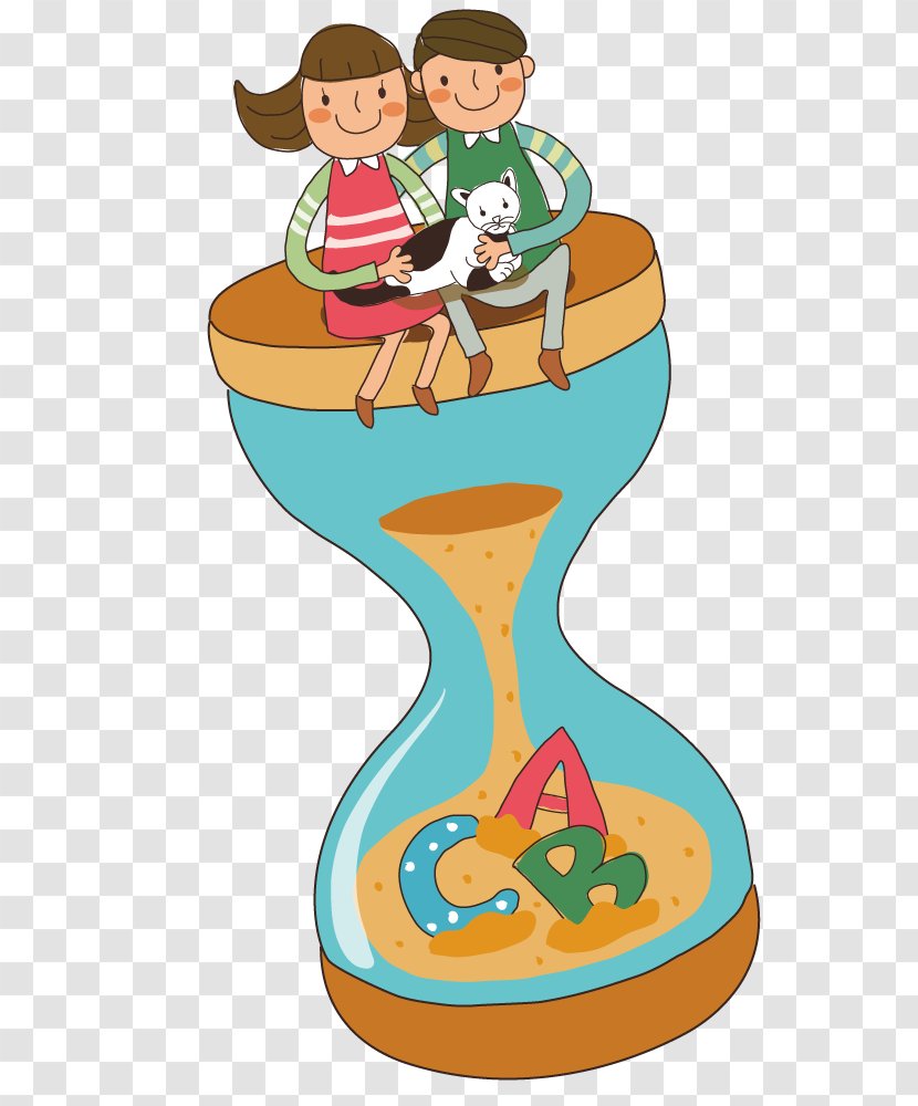 Tablet Computer Download - Artwork - Couple Sitting On Hourglass Transparent PNG