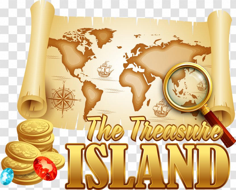 Treasure Map World - Vector Magnifying Glass With Gold Transparent PNG