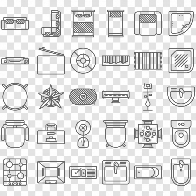 Furniture Couch Icon - Pattern - Vector In The Top View Transparent PNG