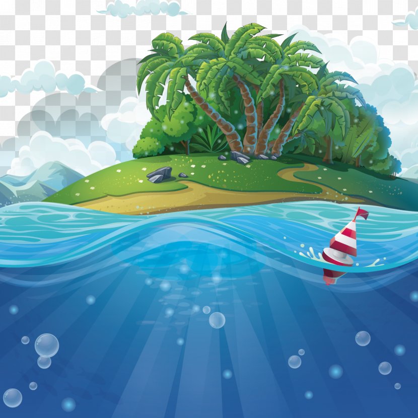 Cartoon Royalty-free Underwater Illustration - Ocean - Vast Island Transparent PNG