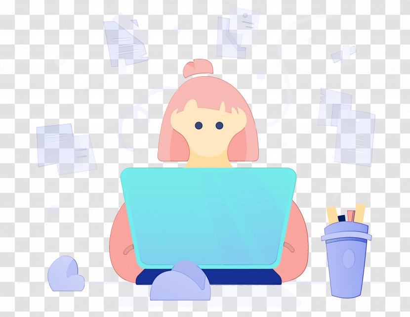 Watercolor Background - Sitting - Cartoon Transparent PNG