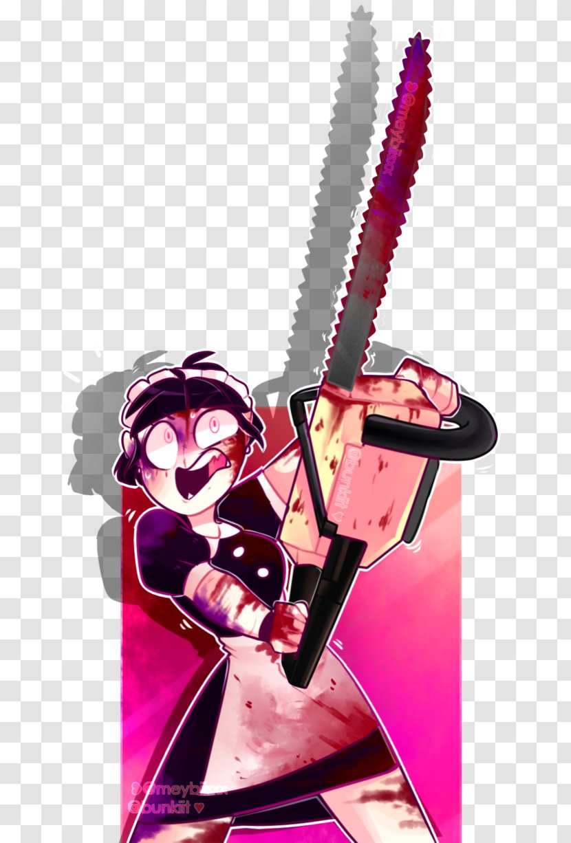 Animated Cartoon Pink M Character - Flower - Chainsaw Transparent PNG