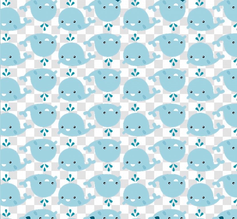 Paper Gift Wrapping Pattern - Aqua - Whale Blue Background Transparent PNG
