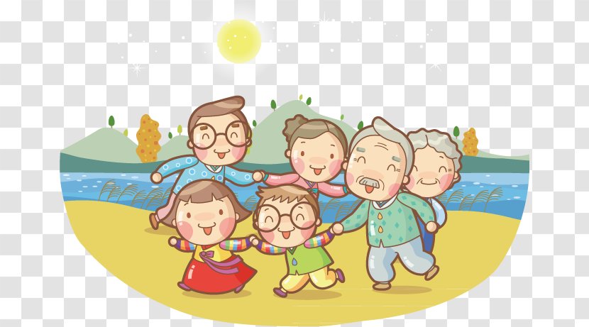 South Korea Cartoon Drawing Family - Area - Illustration Of A Beach To Play Transparent PNG