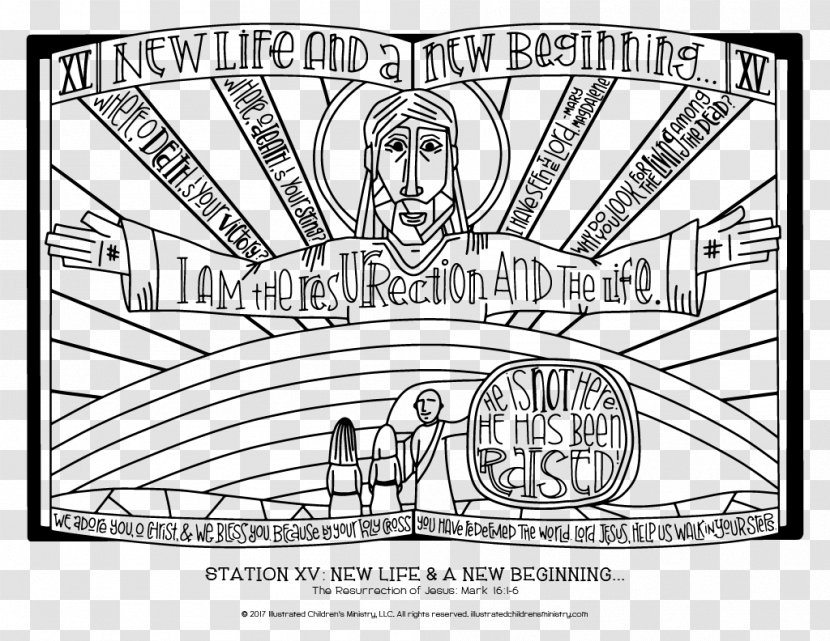 Stations Of The Cross Coloring Book Resurrection Jesus Christian Transparent PNG