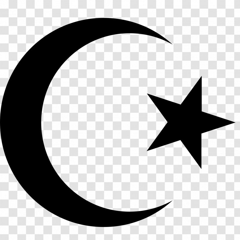 Star And Crescent Religion Symbols Of Islam - Blackandwhite - Symbol Clipart Transparent PNG