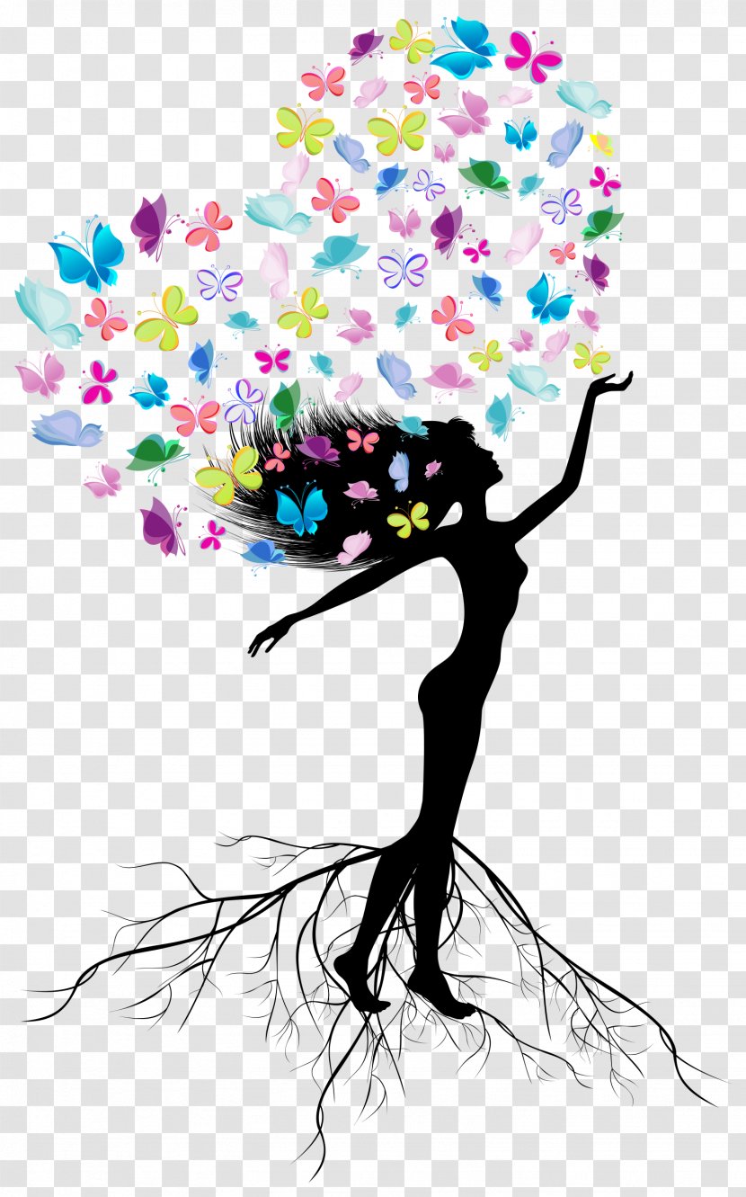 Butterfly Tree Illustration - Petal - Dance Woman Vector Transparent PNG