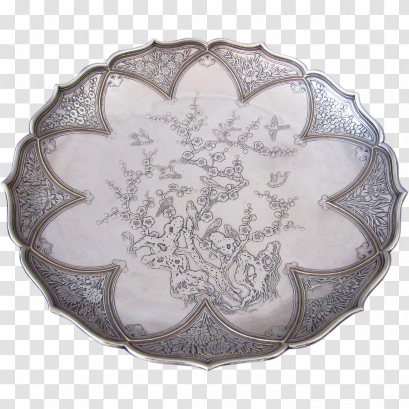 Tableware Platter Plate Silver - Chinoiserie Transparent PNG