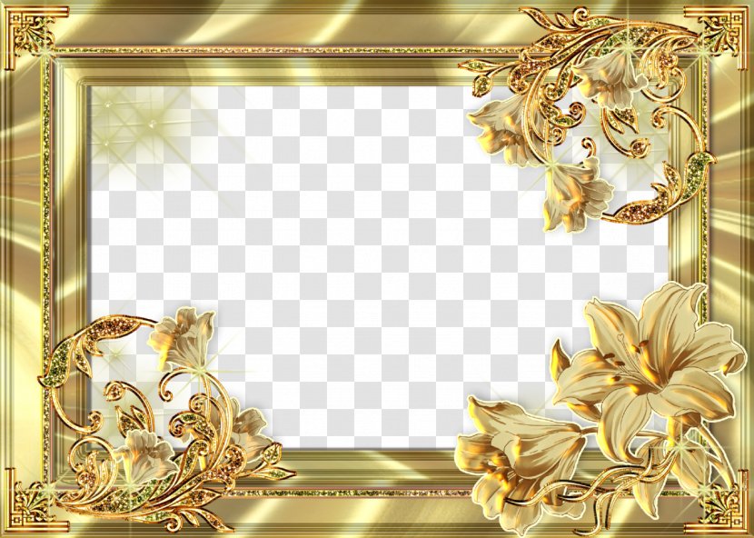 Picture Frame - Yellow - Gold Flower Photos Transparent PNG