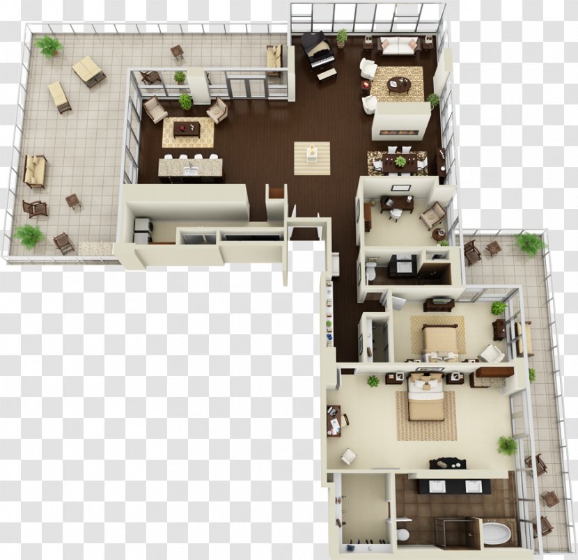 3D Floor Plan House - Open Transparent PNG