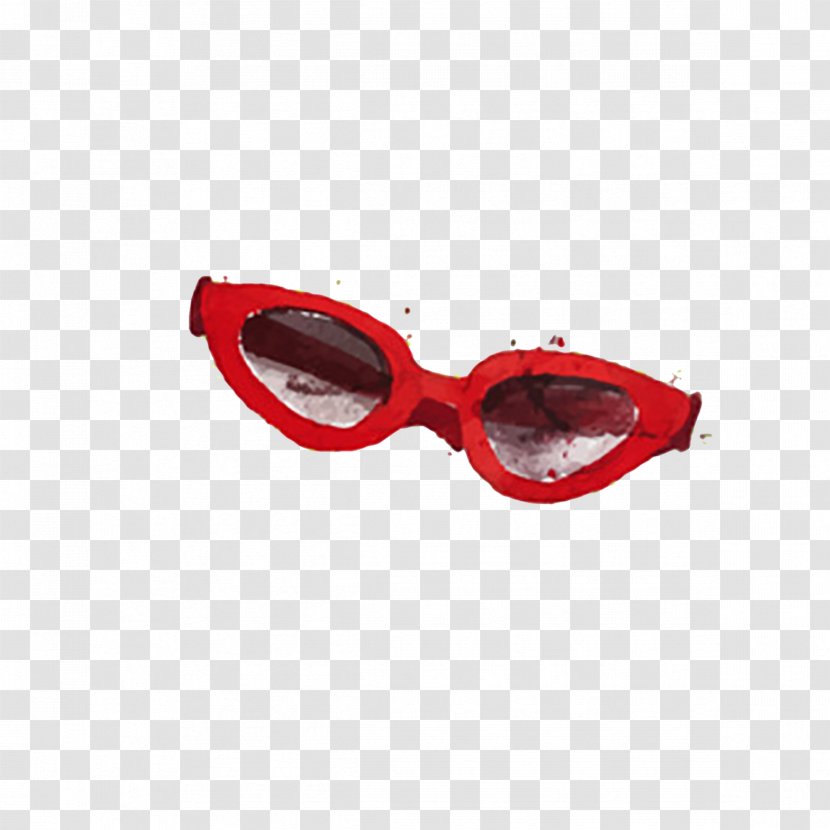 Goggles Red Sunglasses Watercolor Painting - Drawing Frame Glasses Transparent PNG