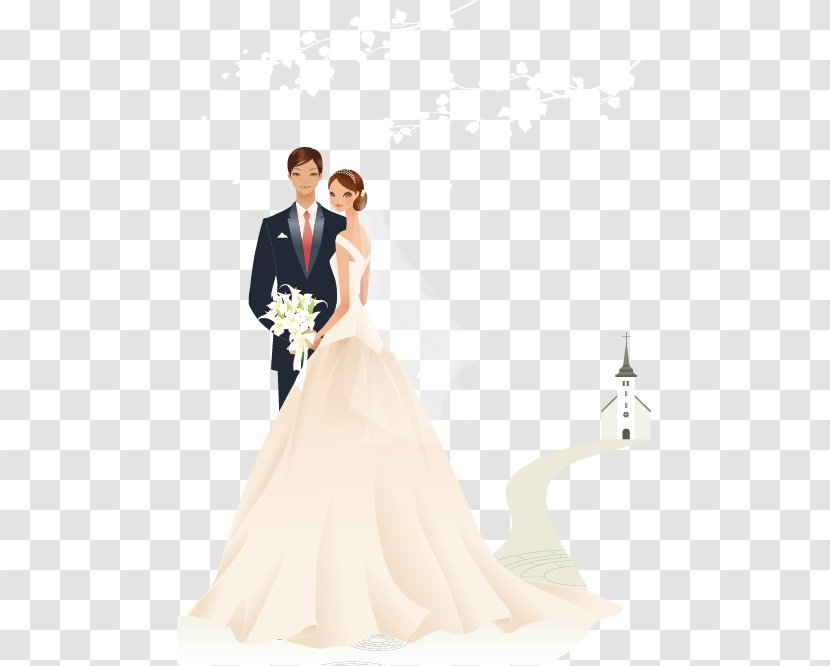 Wedding Invitation Marriage Bridegroom - Frame - The Bride And Groom Cartoons Transparent PNG