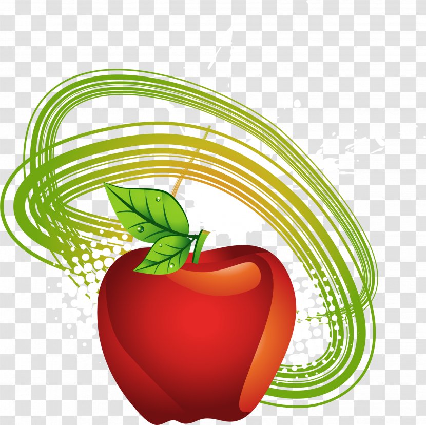 Apple Illustration - Green - Striped Red Transparent PNG
