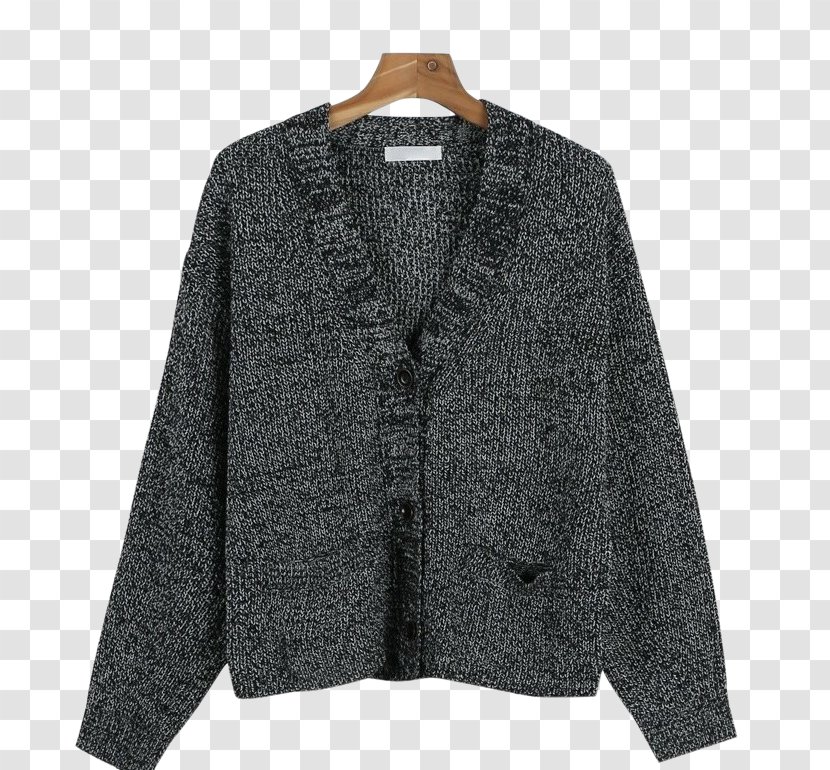 Cardigan Wool Black M - Sweater - Kitsch Transparent PNG