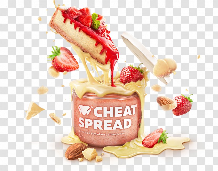 Strawberry White Chocolate Cheesecake Cream Frozen Dessert - Almond Transparent PNG