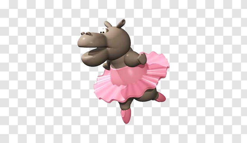 Hippopotamus Cartoon Tattoo Drawing - Pink - Dancing Hippo Transparent PNG