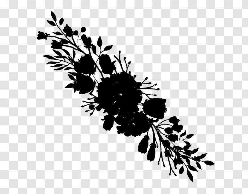 Black & White - Plant - M Flower Pattern Font Leaf Transparent PNG