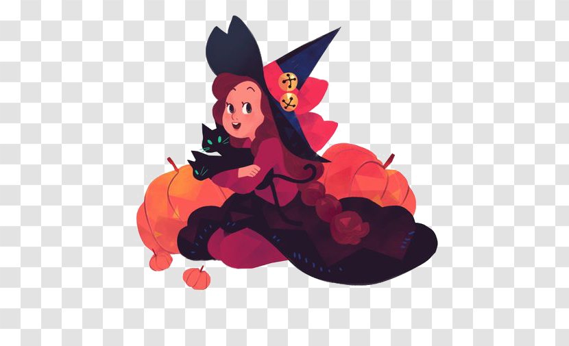 Drawing Witchcraft Illustration - Watercolor - Small Hand-painted Cartoon Witch Transparent PNG