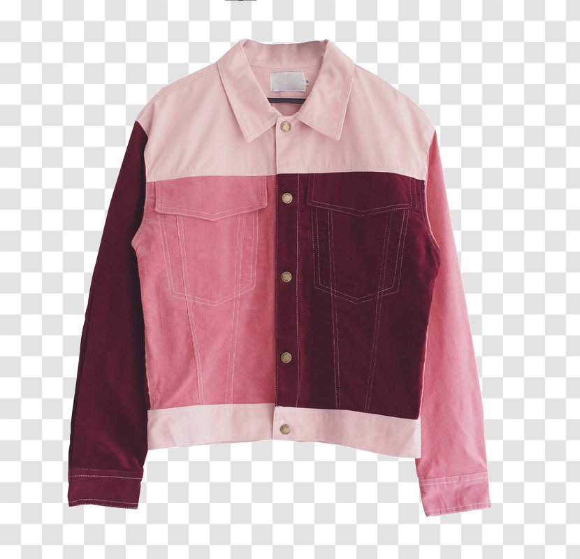 pink shirt denim jacket