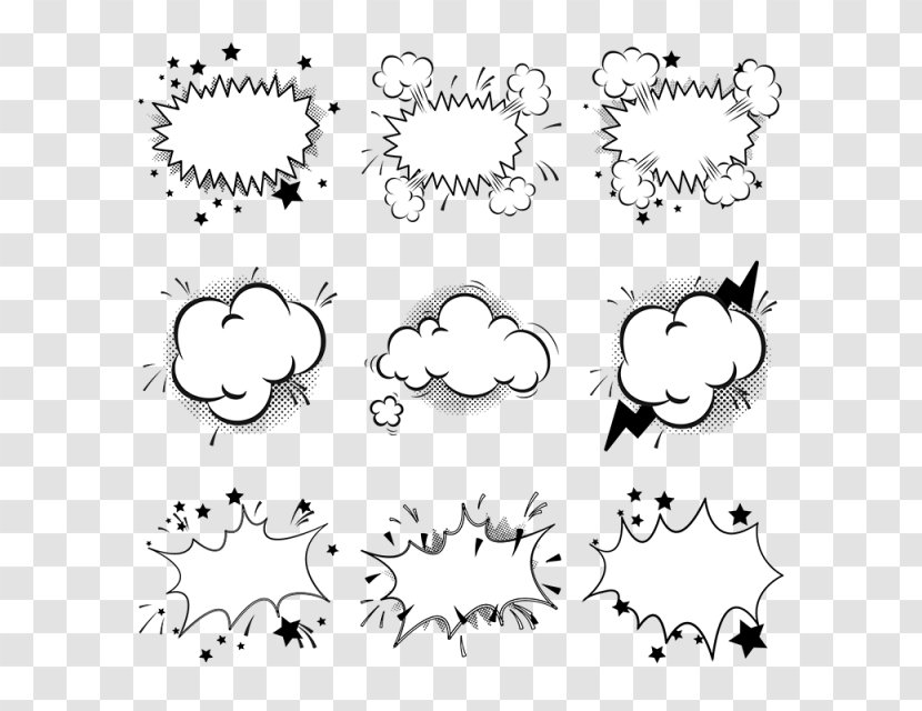 Clip Art Speech Balloon Black And White Comics - Frame Transparent PNG