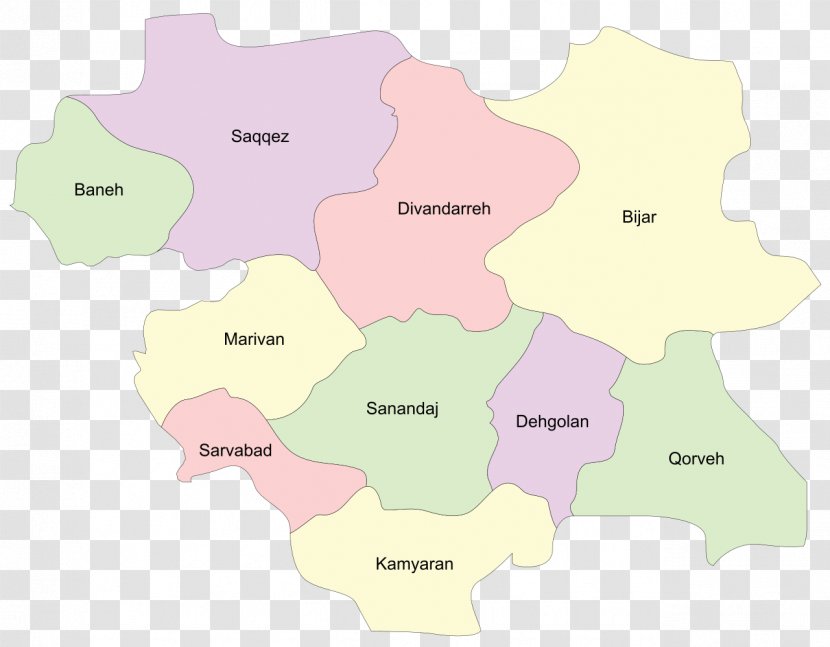 Baneh Marivan Qorveh County Saqqez - Map - Kurdistan Transparent PNG