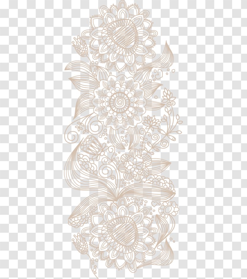 Flower Line Art - Blackandwhite - Interior Design Transparent PNG