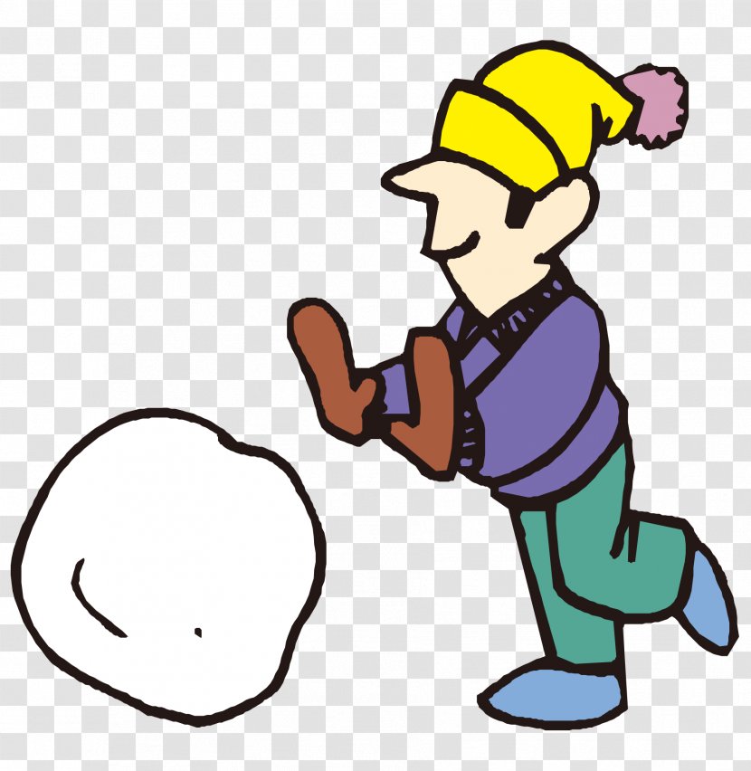 Coloring Book Snowball Fight Clip Art - Vector Cartoon Winter Boy Transparent PNG