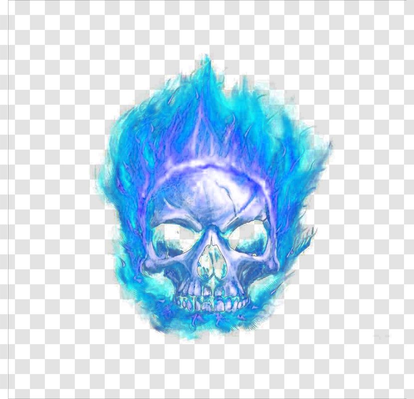 Skull Flame Blue Transparent PNG