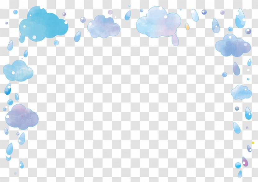 Rain And Cloud Frame. - Blue - Season Transparent PNG