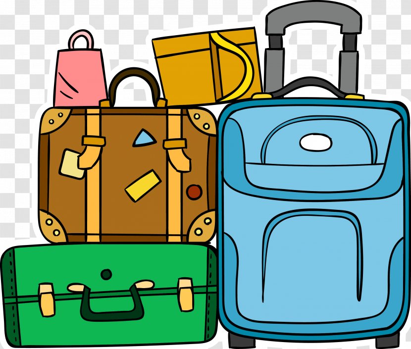 Suitcase Baggage Travel - Trolley - Cartoon Vector Transparent PNG