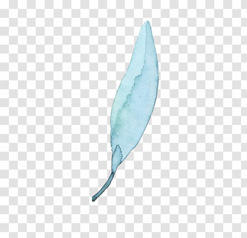 Leaf Feather Euclidean Vector - Aqua - Hand-painted Leaves Feathers Transparent PNG