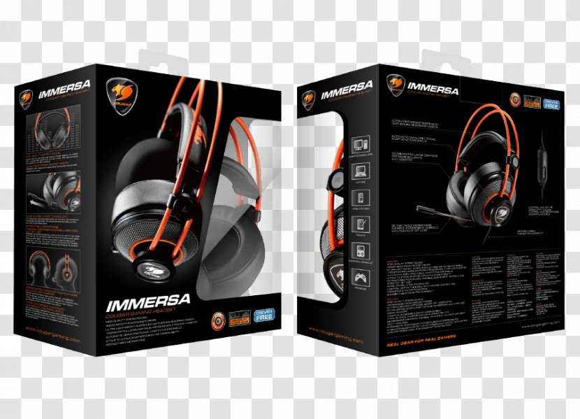 Microphone Headphones Cougar IMMERSA Gaming Headset Video Games - Gamer - Walmart Transparent PNG