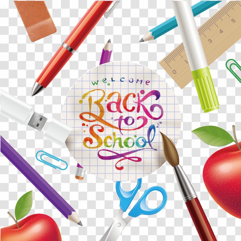 Drawing Poster - Photography - Various School Supplies Vector Transparent PNG