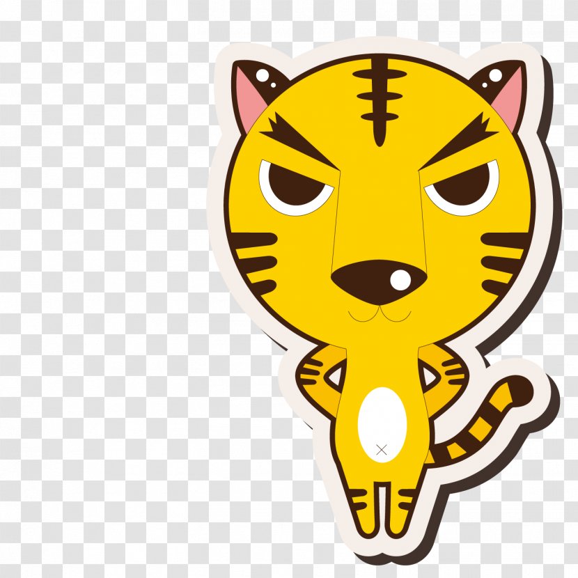 Tiger Whiskers Cat Clip Art - Carnivoran - Yellow Transparent PNG