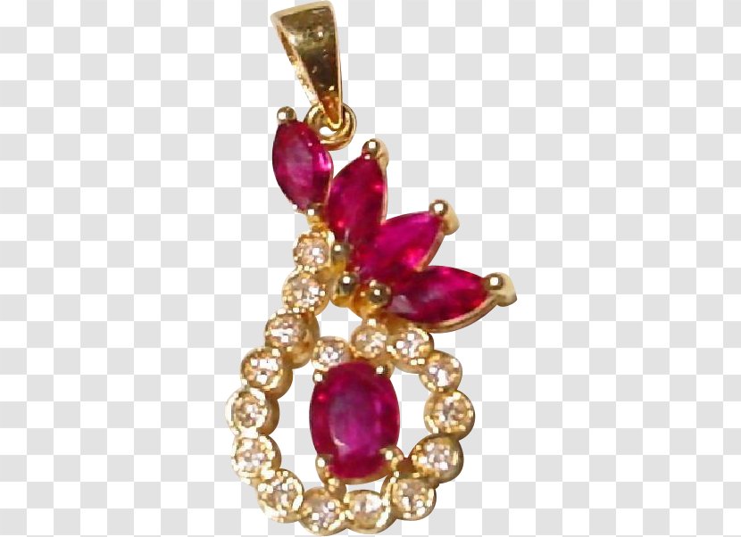 Ruby Charms & Pendants Necklace Body Jewellery - Magenta Transparent PNG