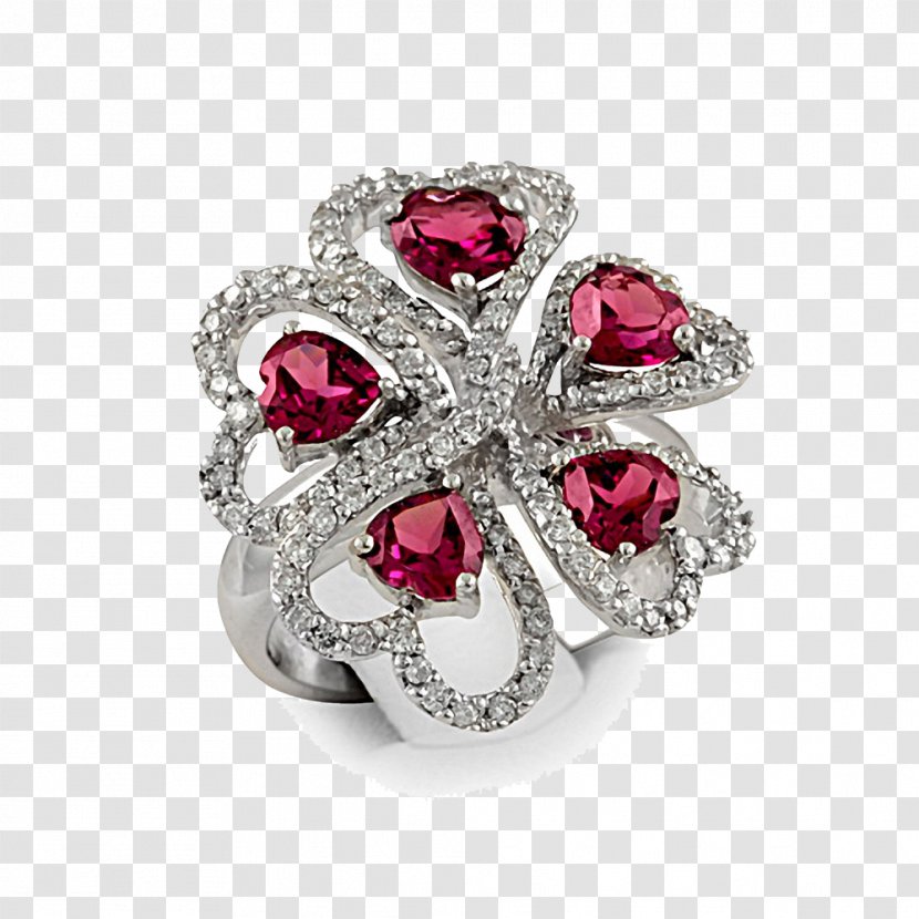 Gemstone Garnet Ruby Diamond - Ring Transparent PNG