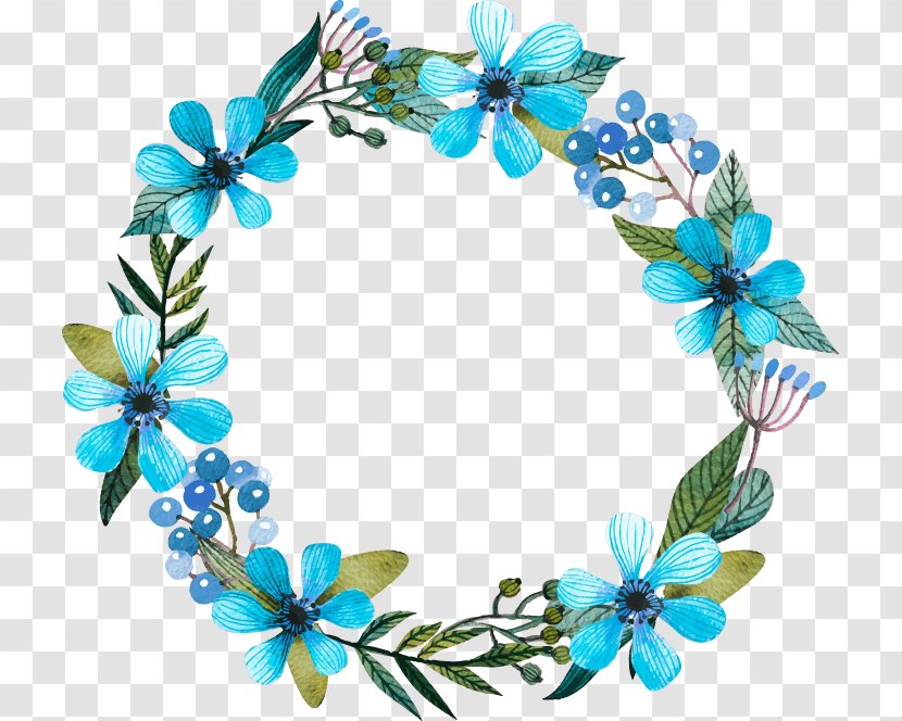 Floral Design Wreath Blue Flower Clip Art - Petal Transparent PNG