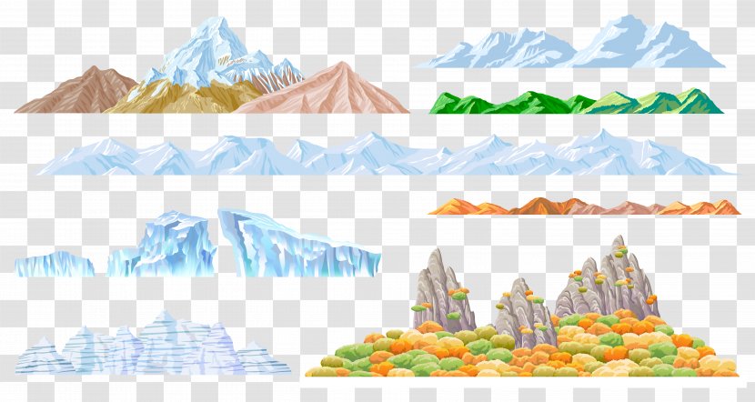 Mountain Landscape Euclidean Vector Clip Art - Colored Mountains Material Transparent PNG