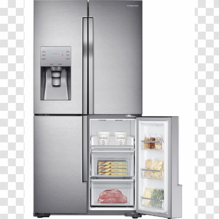 Samsung RF56J9040 Refrigerator Auto-defrost Freezers - Home Appliance - Stainless Steel Door Transparent PNG