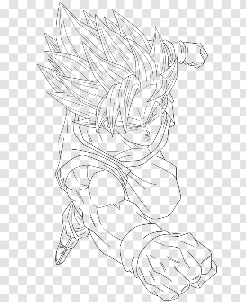 Goku Super Saiyan Drawing Sketch - Tail Transparent PNG