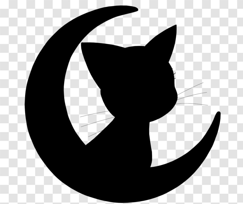 Whiskers Cat Character Clip Art Silhouette - Crescent - Black M Transparent PNG