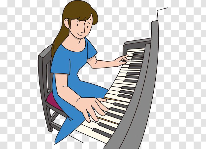 Player Piano Royalty-free Clip Art - Free Content - Cartoon Woman Playing The Transparent PNG